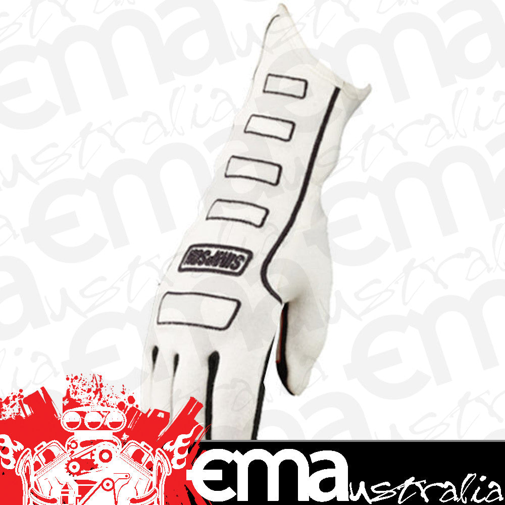 Simpson SI21300SW Competitor Nomex Driving GlOves SFI 3.3/5 Size Small White