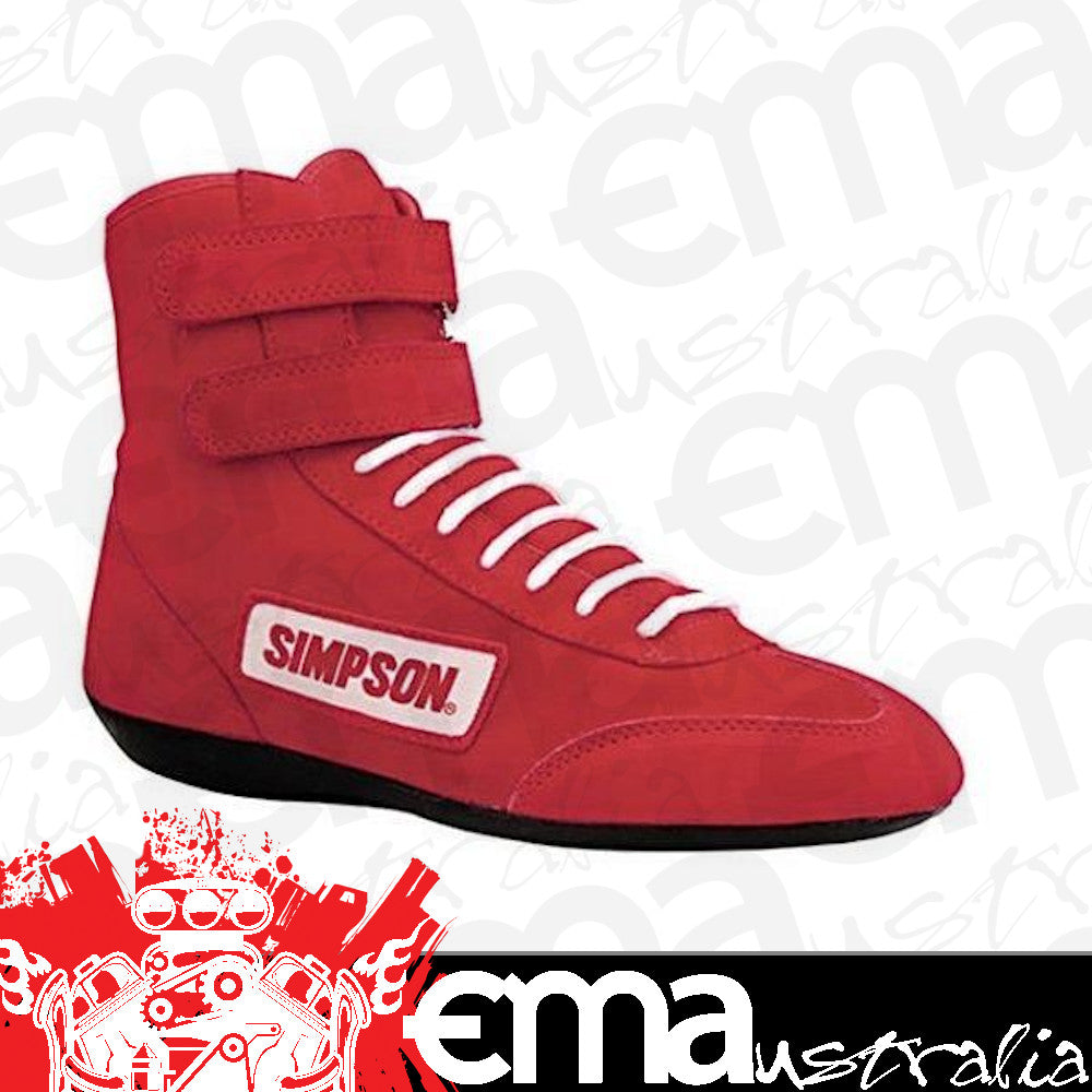 Simpson SI28100R High Top Driving Shoes Size 10 Red SFI ApprOved