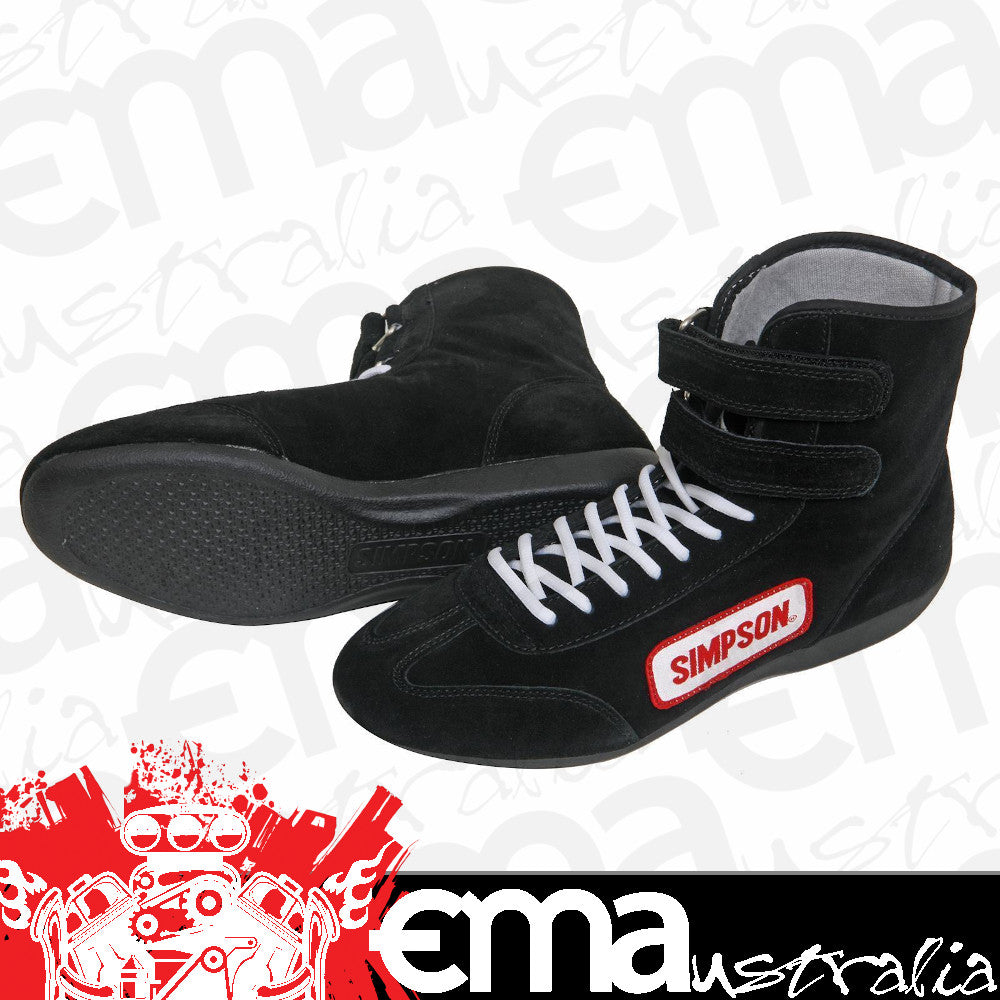 Simpson SI28900BK High Top Driving Shoes Size 9 Black SFI ApprOved