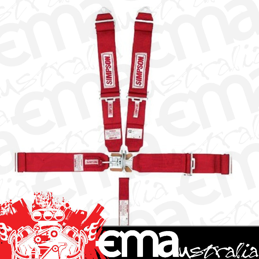 Simpson SI29066R Sprint Car 5 Point Harness Red Latch & Link Pull Down No Right Side Adjuster