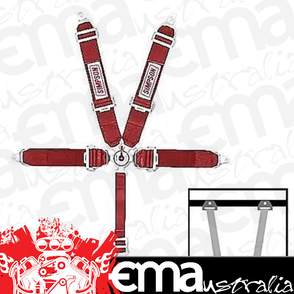Simpson SI29110R Camlock 55" 5 Point Harness Pull Down Floor Mount Red