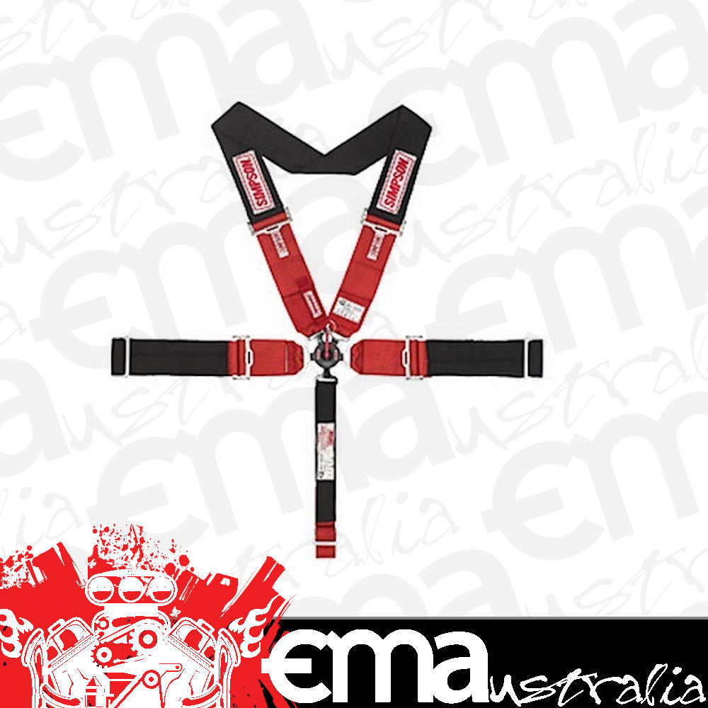 Simpson SI29116BK Drag Racing 5 Point Harness Black Camlock Pull Down Wrap Around Covered In Nomex