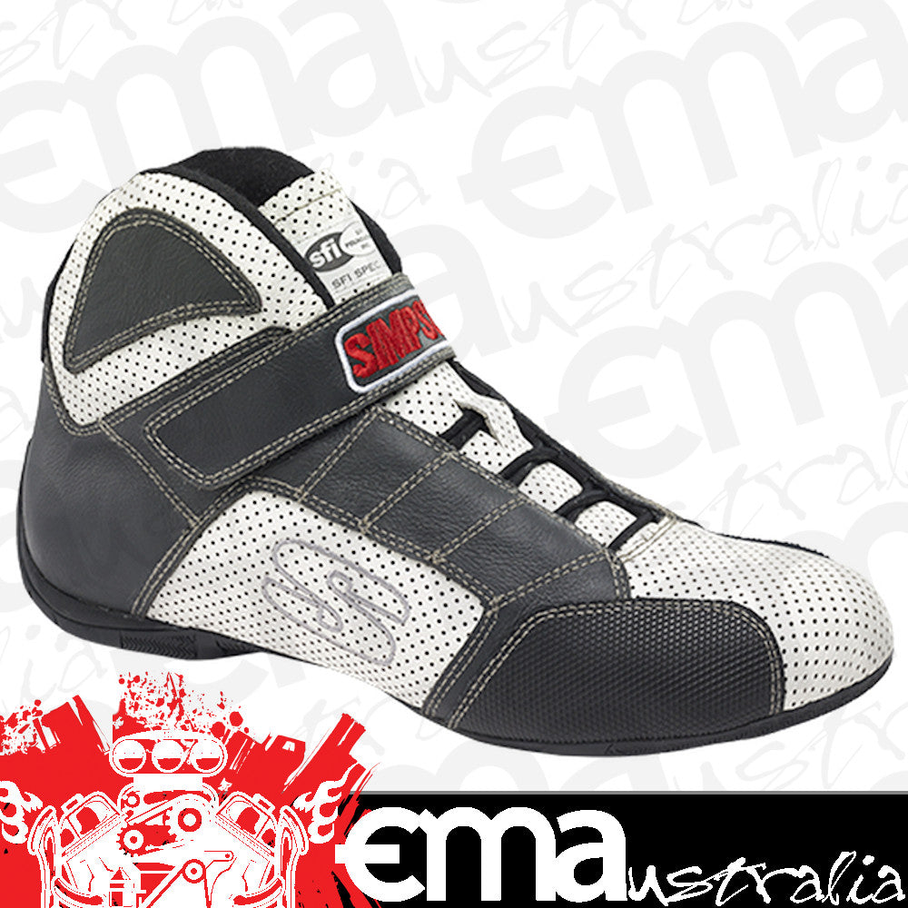 Simpson SIRL120W Redline Shoe Size 12 Black On White w/ White Stitching SFI 3.3/5