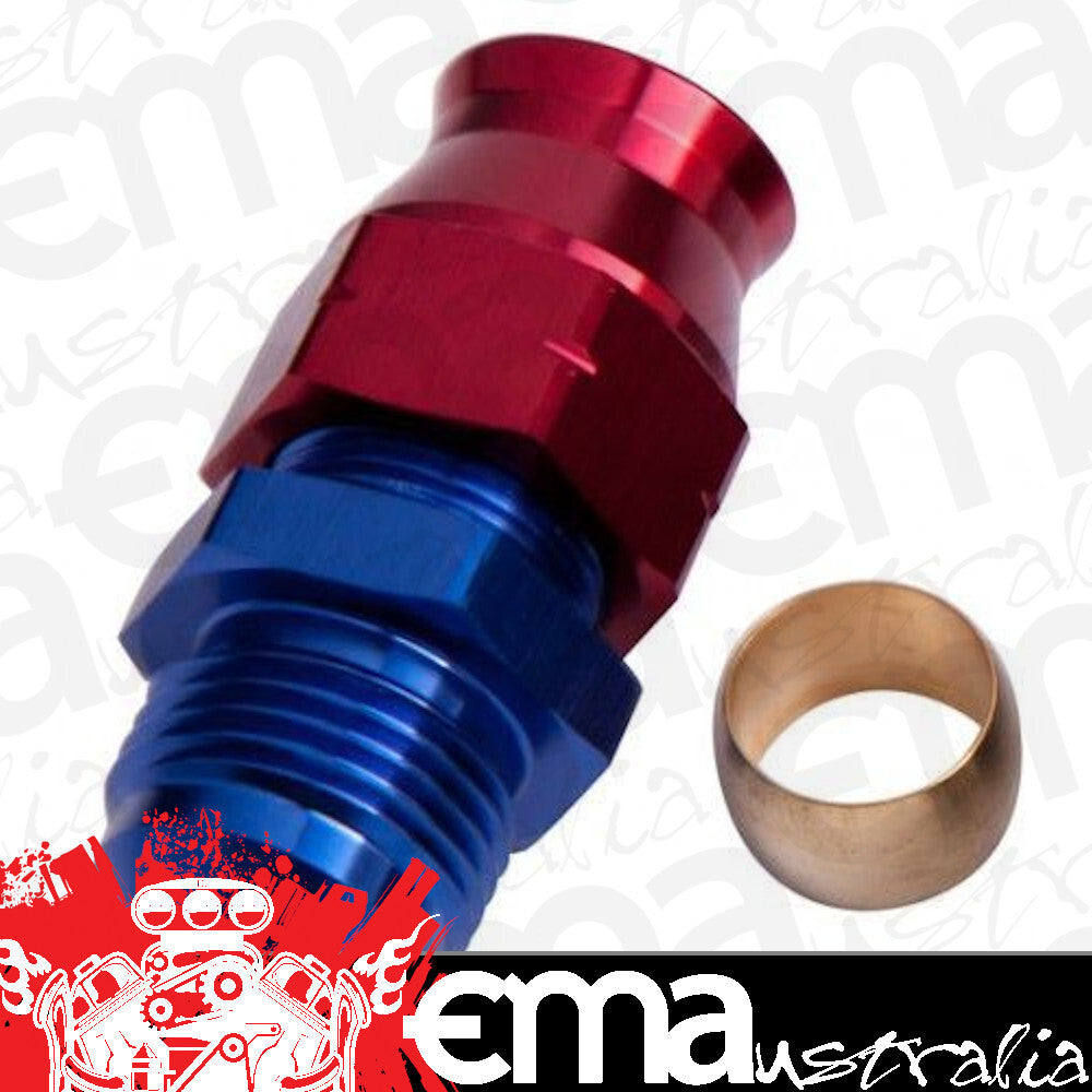 Aeroflow Performance Products AF108-06 3/8" Hard Line to -6AN Male Adapter Blue W/ Olive