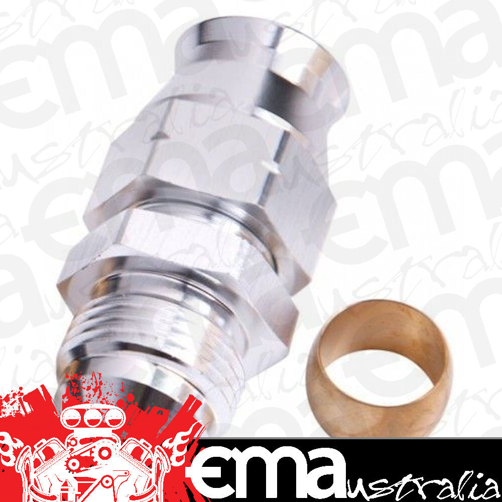 Aeroflow AF108-06S 3/8" Hard Line to -6AN Male Adapter Silver W/ Olive