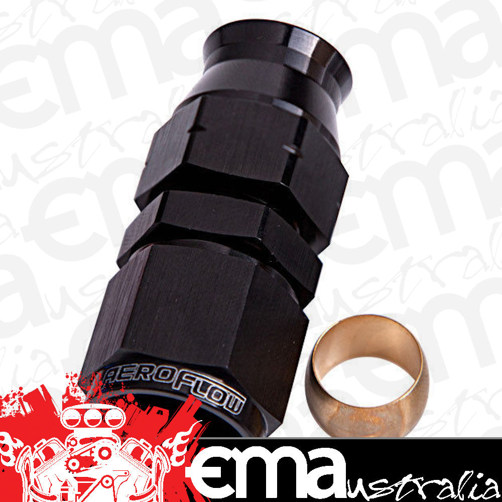Aeroflow AF109-10BLK 5/8" Hard Line to -10AN Femaleadapter Black W/ Olive