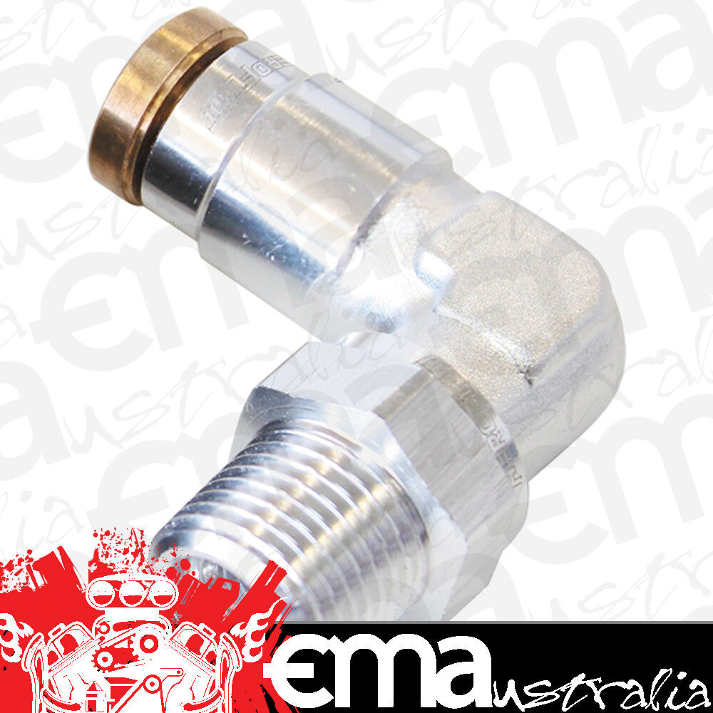 Aeroflow AF123-04-02S 1/8" NPT 90 Degree to 1/4" 120Series Nylon Silver Fitting
