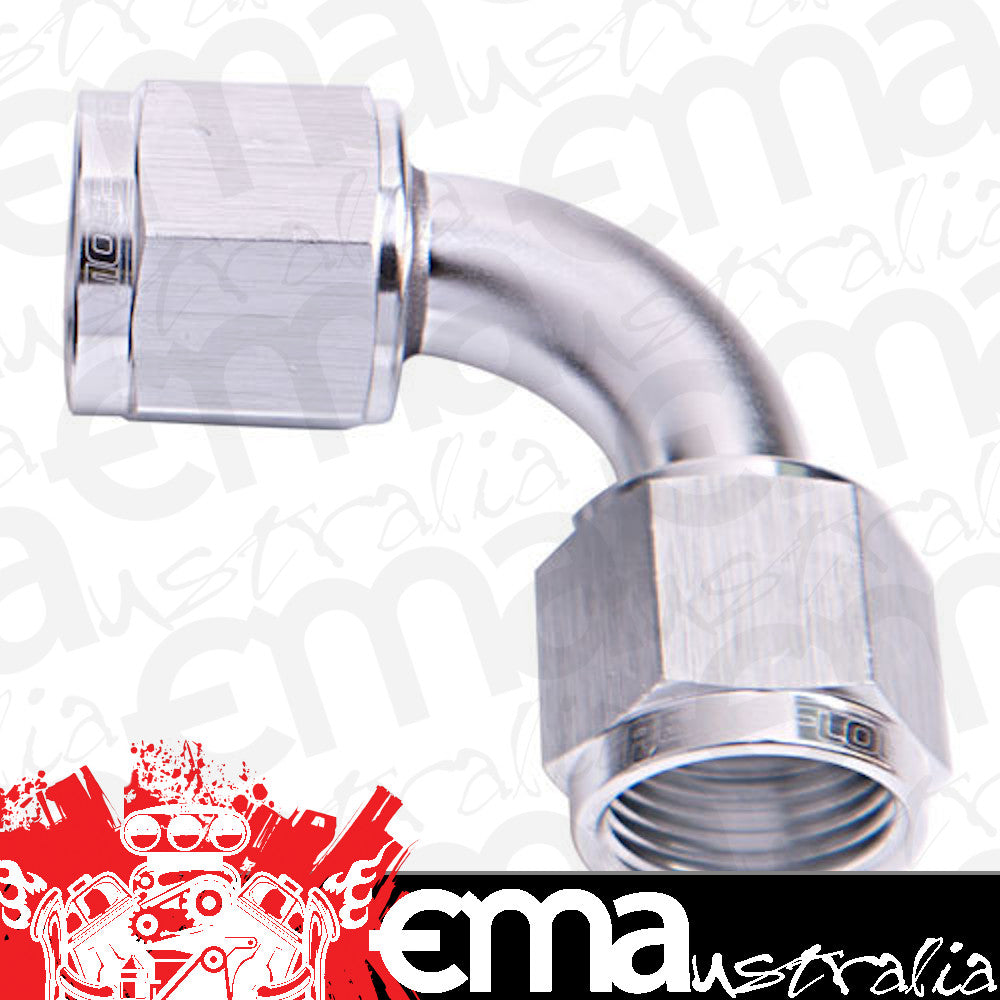 Aeroflow AF133-08S 90 Deg Female Flare -8AN Silver Swivel Union