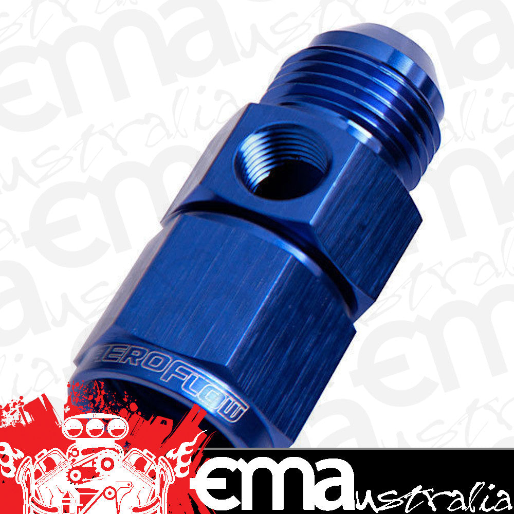 Aeroflow AF140-04 Straight Female - Male -4AN Blue with 1/8" NPT Port
