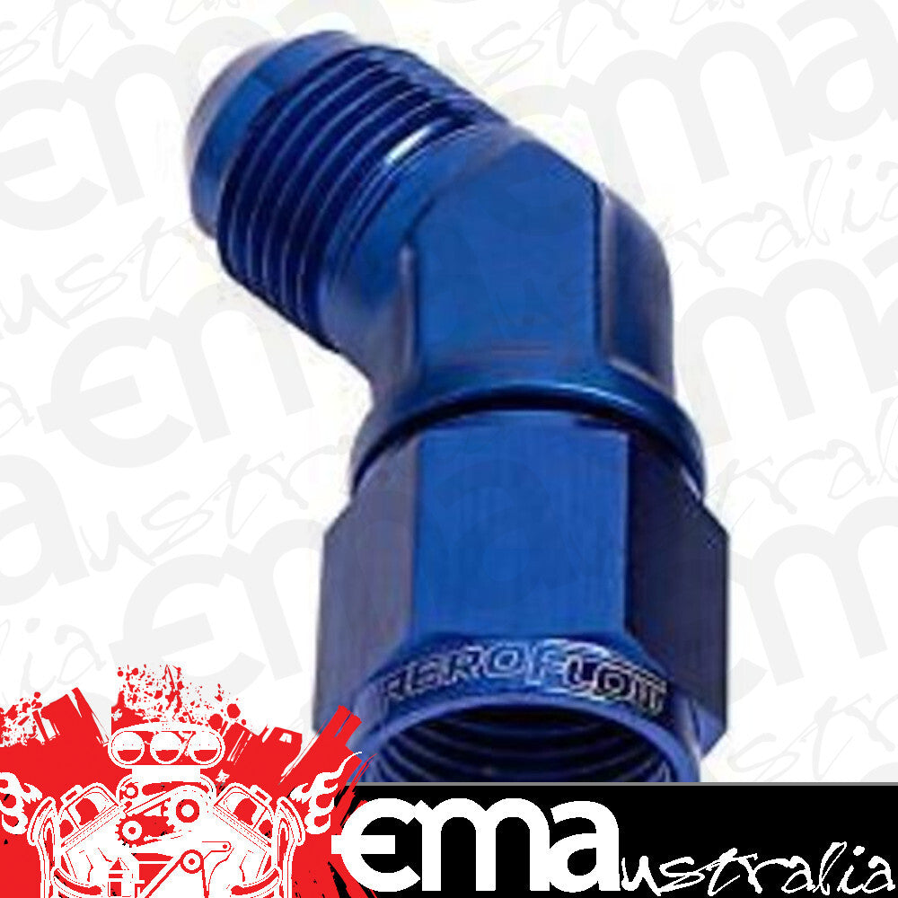 Aeroflow Performance Products AF142-03 45 Deg Female - Male -3AN Blue Swivel Nut