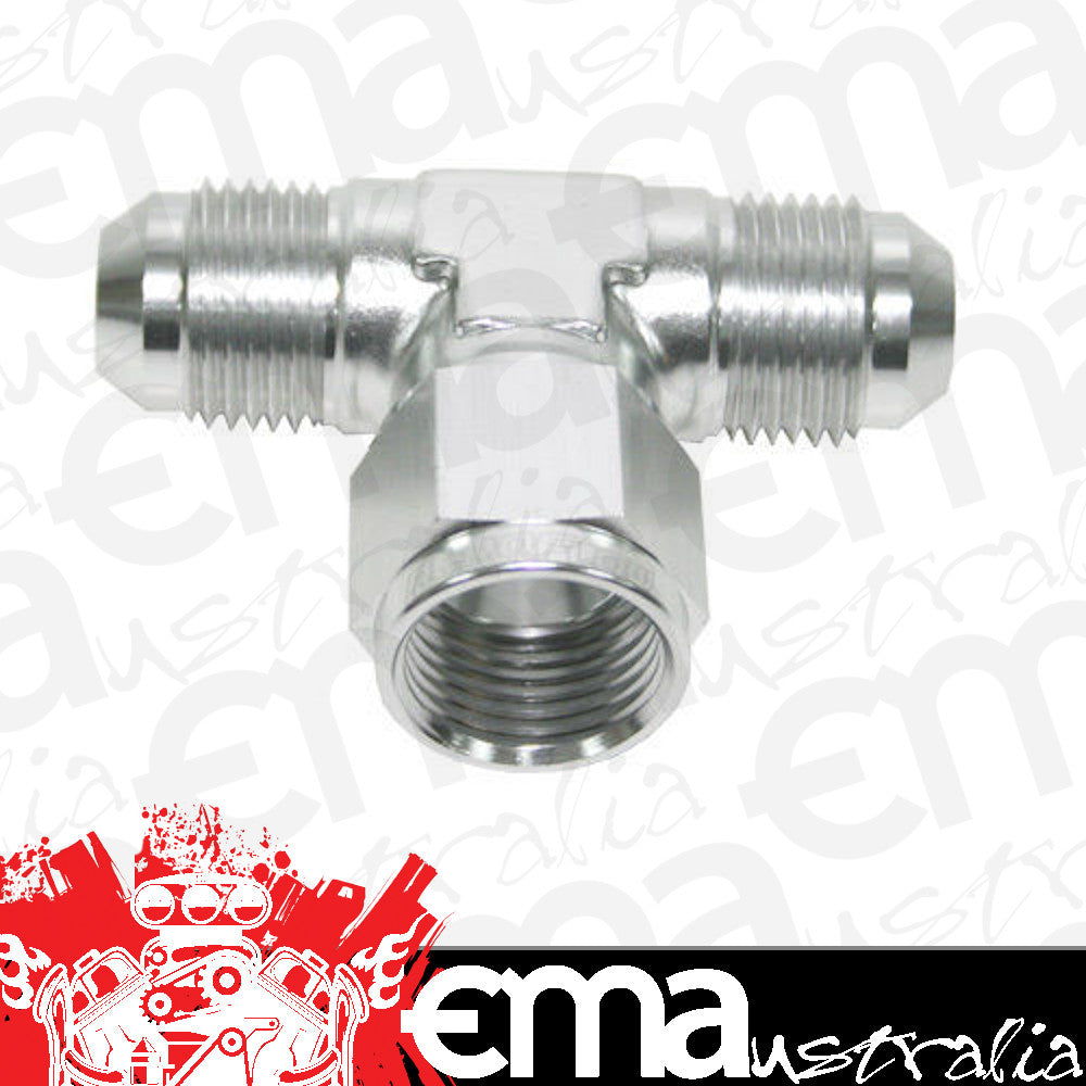 Aeroflow AF144-08S AN Tee -8AN Female Nut Silver Swivel Nut On Side