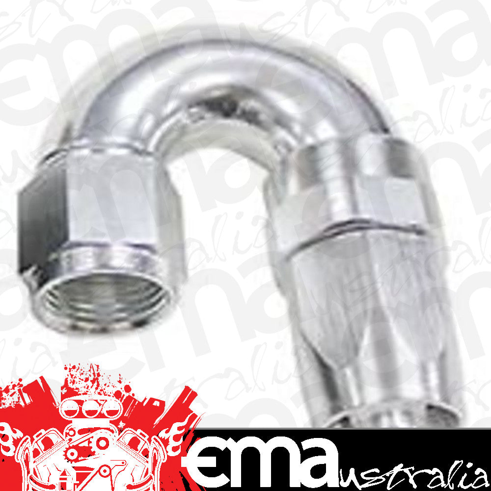 Aeroflow 100 & 450 series braided hose 180 Deg End -04AN Silver Full Flow Taper Style Aeroflow Performance Products AF159-04S