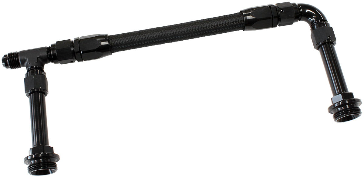 Aeroflow AF160-06-2BLK Holley Dual Inlet Rail -6AN Black Suit 2x Metering Blocks