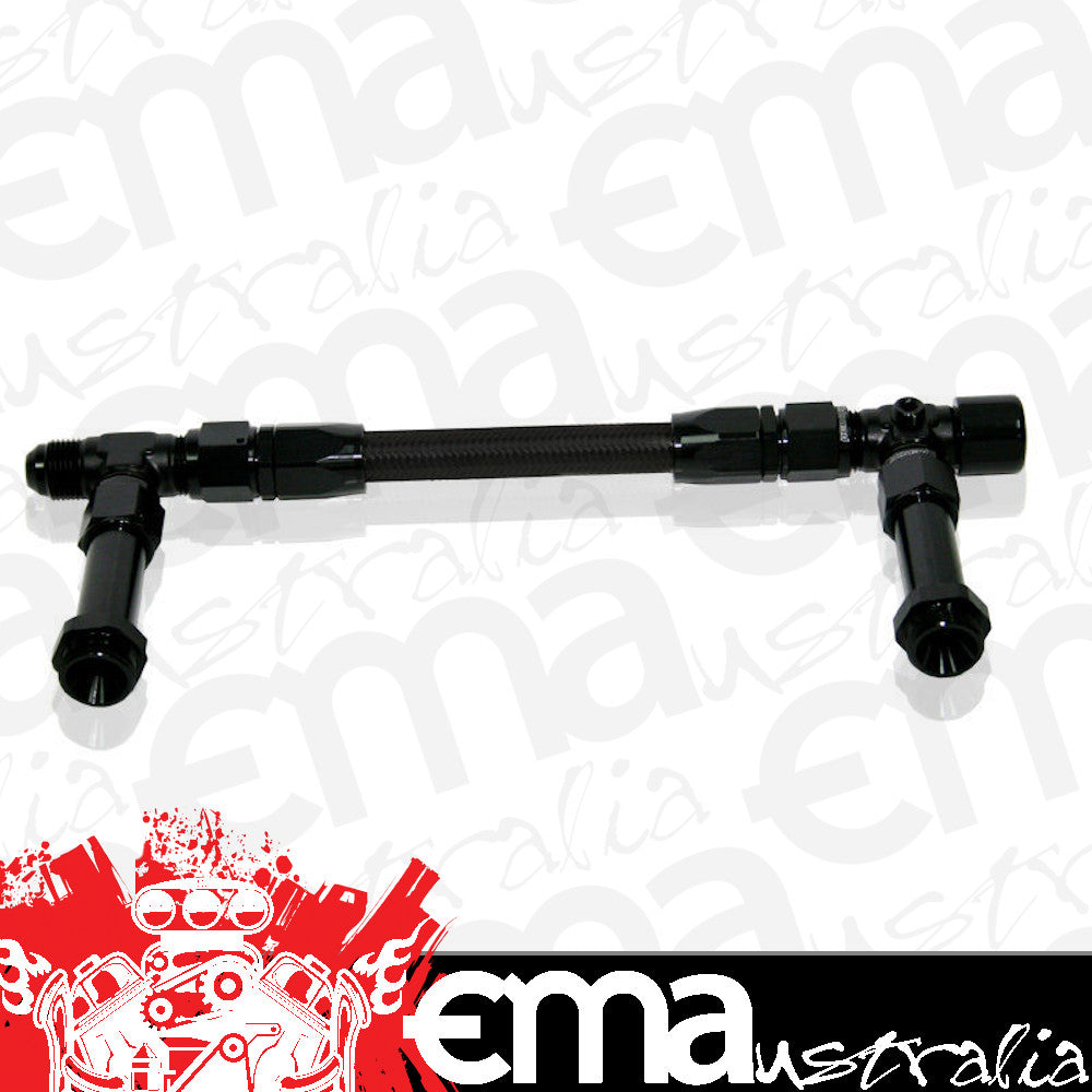 Aeroflow Performance Products AF160-08BLK Holley Dual Inlet Rail -8AN Black Suit 2x Metering Blocks