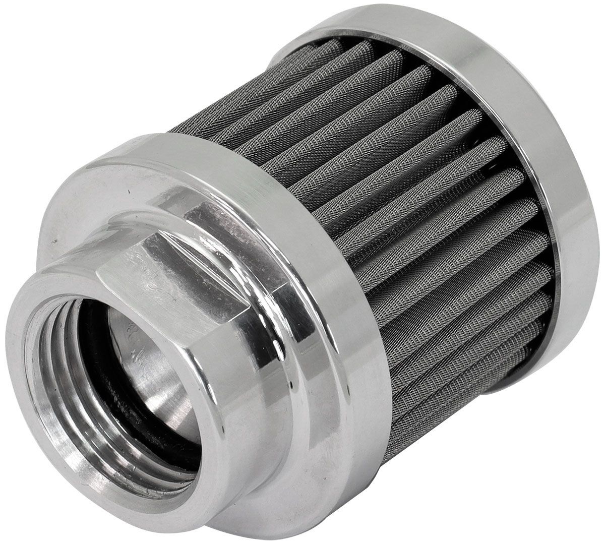 Aeroflow AF77-2004 Stainless Steel Small Billet Breather with -10AN Female Thread Polished Finish