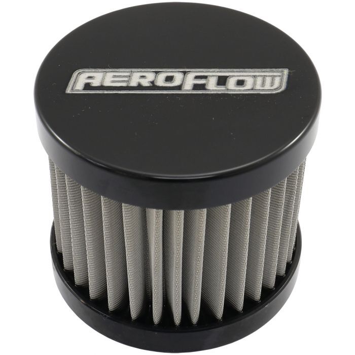 Aeroflow Performance Products AF77-2004BLK Stainless Steel Small Billet Breather with -10AN Female Thread Black Finish