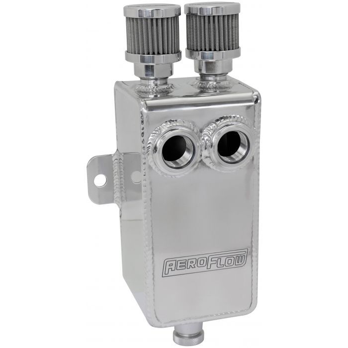Aeroflow AF77-2020 1L Universal Dual Breather Tank -Polished Dual Female -10ORB ports & Dual Male -10AN Breather Ports