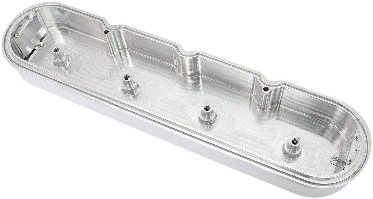 Aeroflow AF77-5010 Billet Valve Cover Set with Aeroflow Logo, Raw Finish Suit GM LS Series. No Coil Mounts