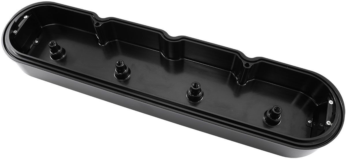 Aeroflow AF77-5010BLK Billet Valve Cover Set with Aeroflow Logo, Black Finish Suit GM LS Series. No Coil Mounts