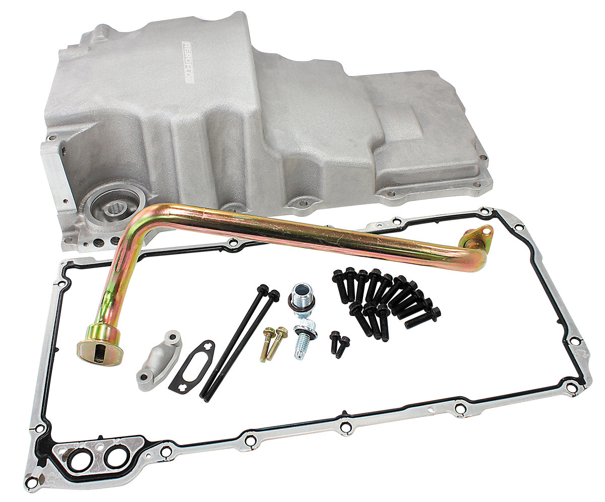 Aeroflow AF82-2300 GM LS Conversion Oil Pan - Extra Clearance (Cast Aluminium, Rear Sump, 5.85 Litre)