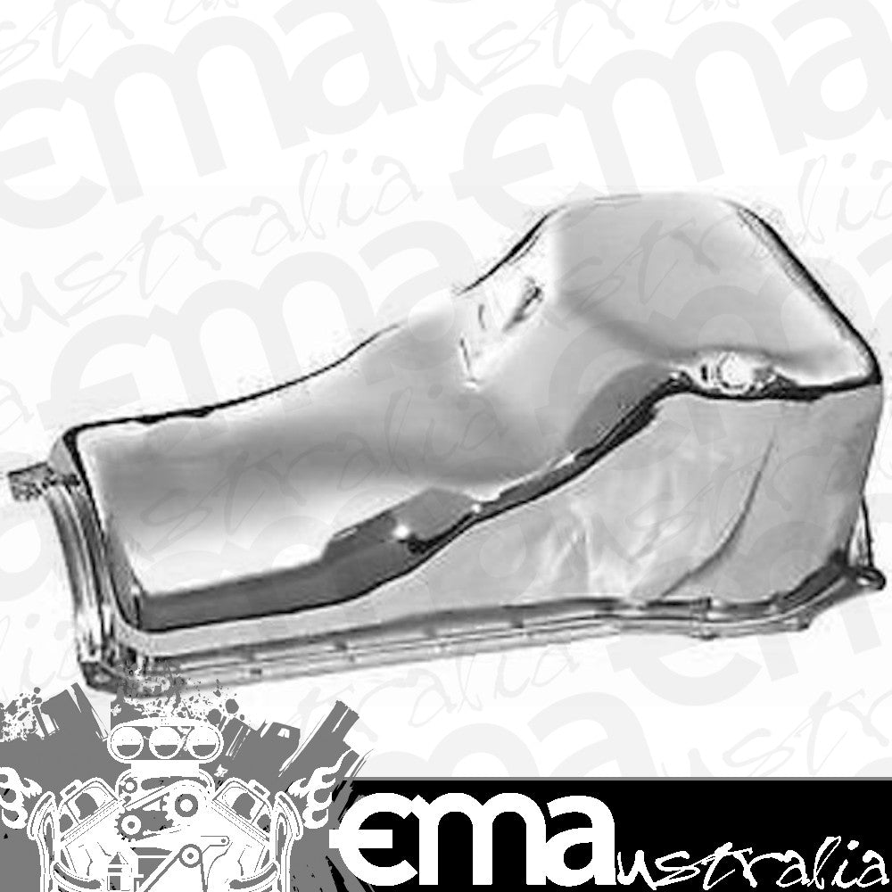 Ford small block Cleveland 302-351 V8.Sump Location: Front Stock Oil Pan 351C Sump Chrome Aeroflow Performance Products AF82-9310C
