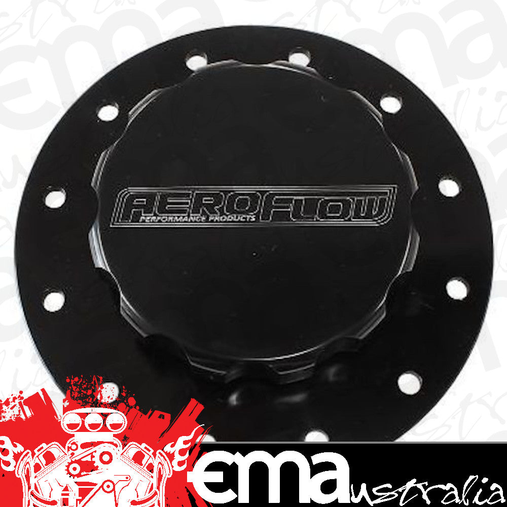 Aeroflow AF85-2002BLK Billet Alloy Fuel Cell Screw On Cap Black Gaskets Bolts