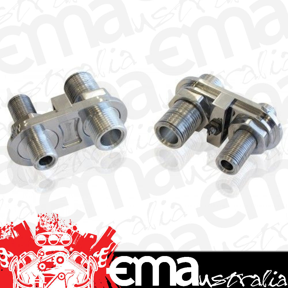 Aeroflow AF88-2000 Billet A/C Bulkhead 2 Port 1 x -10 /1 x -6 Screw On