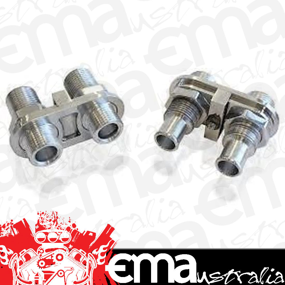 Aeroflow AF88-2002 Billet A/C Bulkhead 2 Port 2 x -10 / 2 x 5/8" Barb Pushon