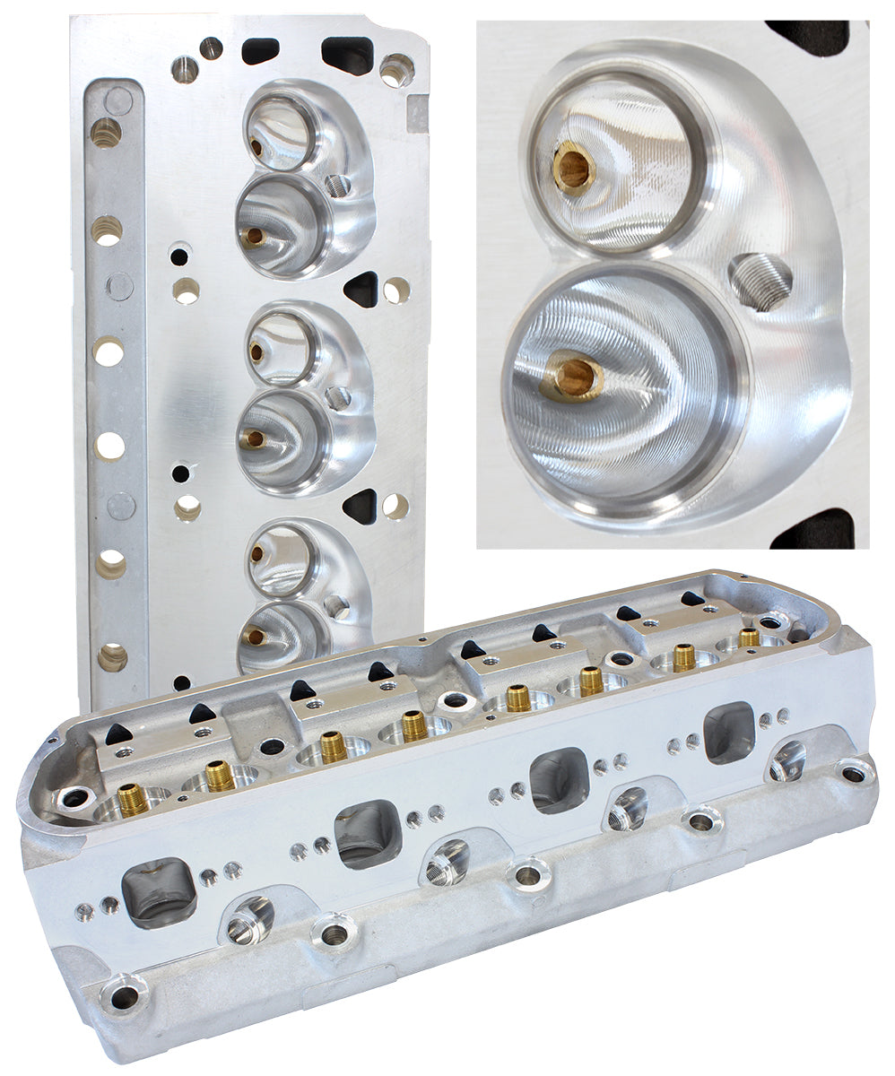 Aeroflow AF95-0348 SBF 185cc CNC ALLOY HEADS BARE58cc CHAMBERS, 2.02"/1.60"