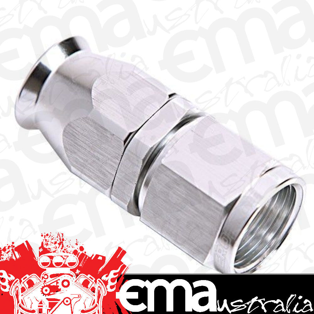 Aeroflow Performance Products AF201-06DS Alloy Straight Hose End -6AN Silver Swivel Nut Suit PTFE