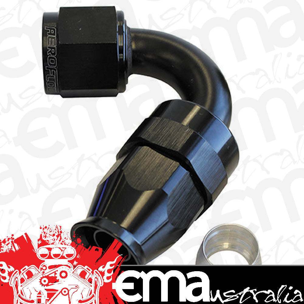 Aeroflow AF204-06DBLK Alloy 120 Deg Hose End -6AN Black Full Swivel Suit Teflon