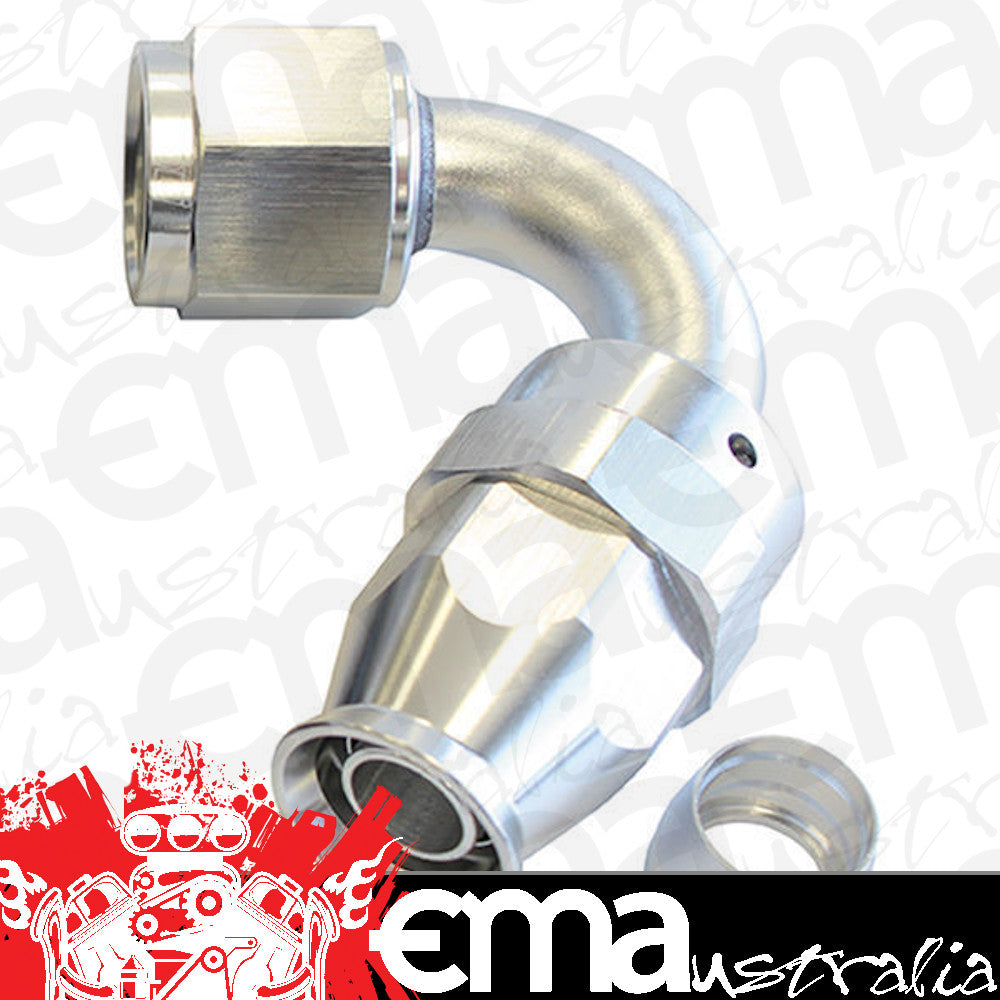 Aeroflow AF204-06DS Alloy 120 Deg Hose End -6AN Silver Full Swivel Suit Teflon
