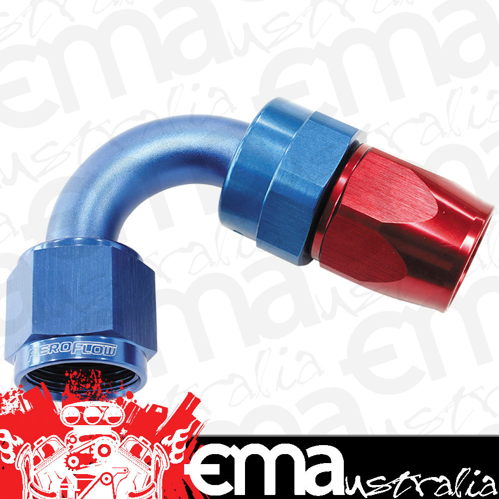 Aeroflow AF204-08D Alloy 120 Deg Hose End -8AN Blue Full Swivel Suit Teflon