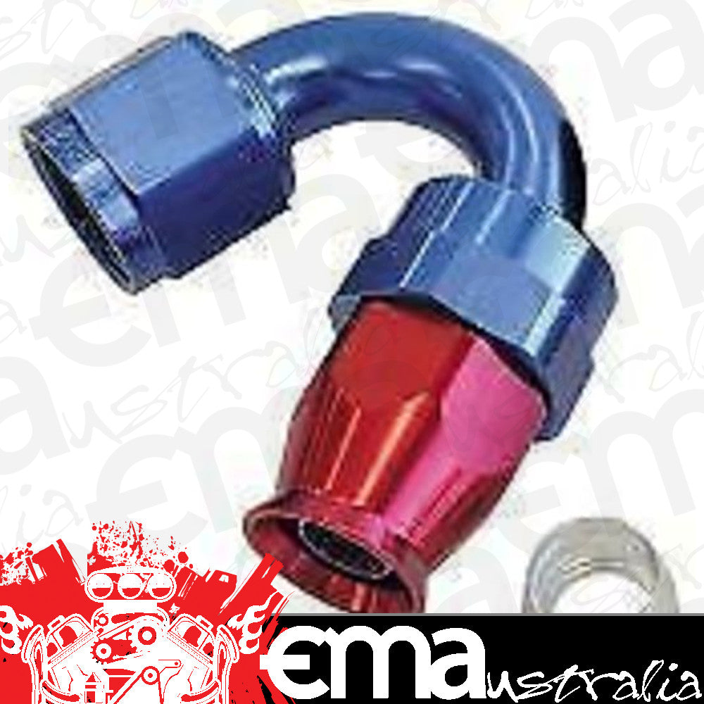 Aeroflow AF205-04D Alloy 150 Deg Hose End -4AN Blue Full Swivel Suit Teflon