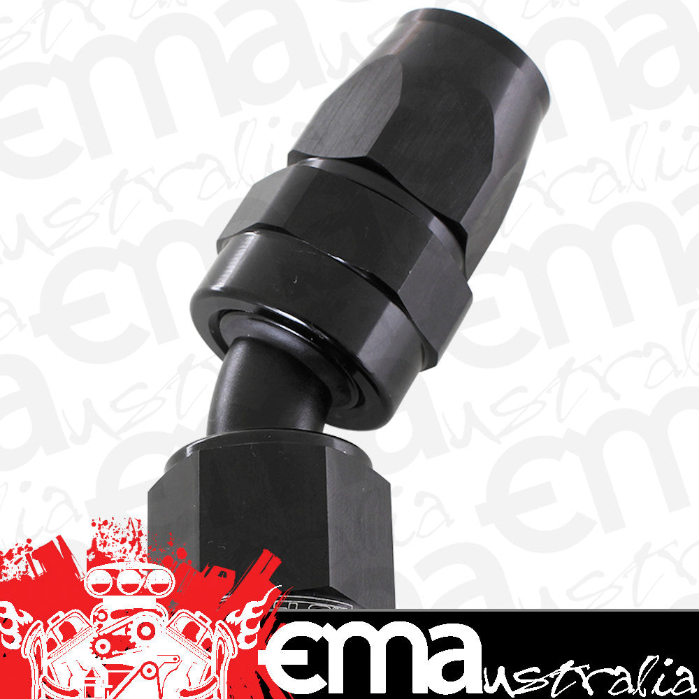 Aeroflow AF207-06DBLK Alloy 30 Deg Hose End -6AN Black Swivel Nut Suit Teflon