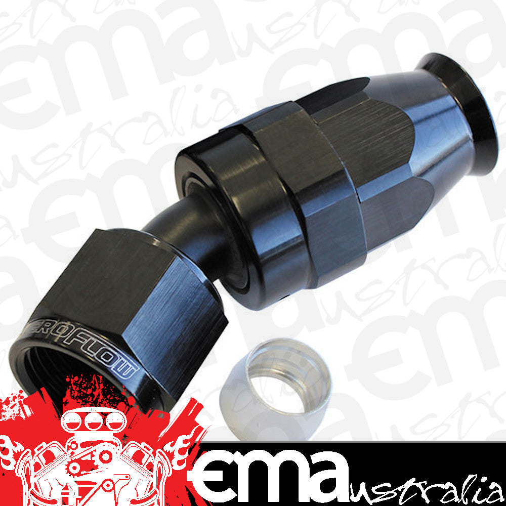 Aeroflow Performance Products AF207-08DBLK Alloy 30 Deg Hose End -8AN Black Swivel Nut Suit Teflon