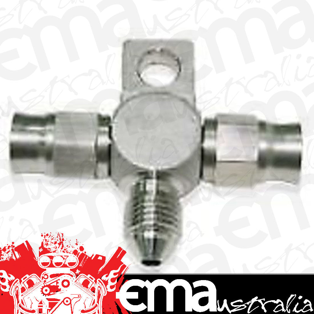 Aeroflow AF328-03-03 Stainless -3AN Tee with Mount Teflon Ends with -3AN On Side