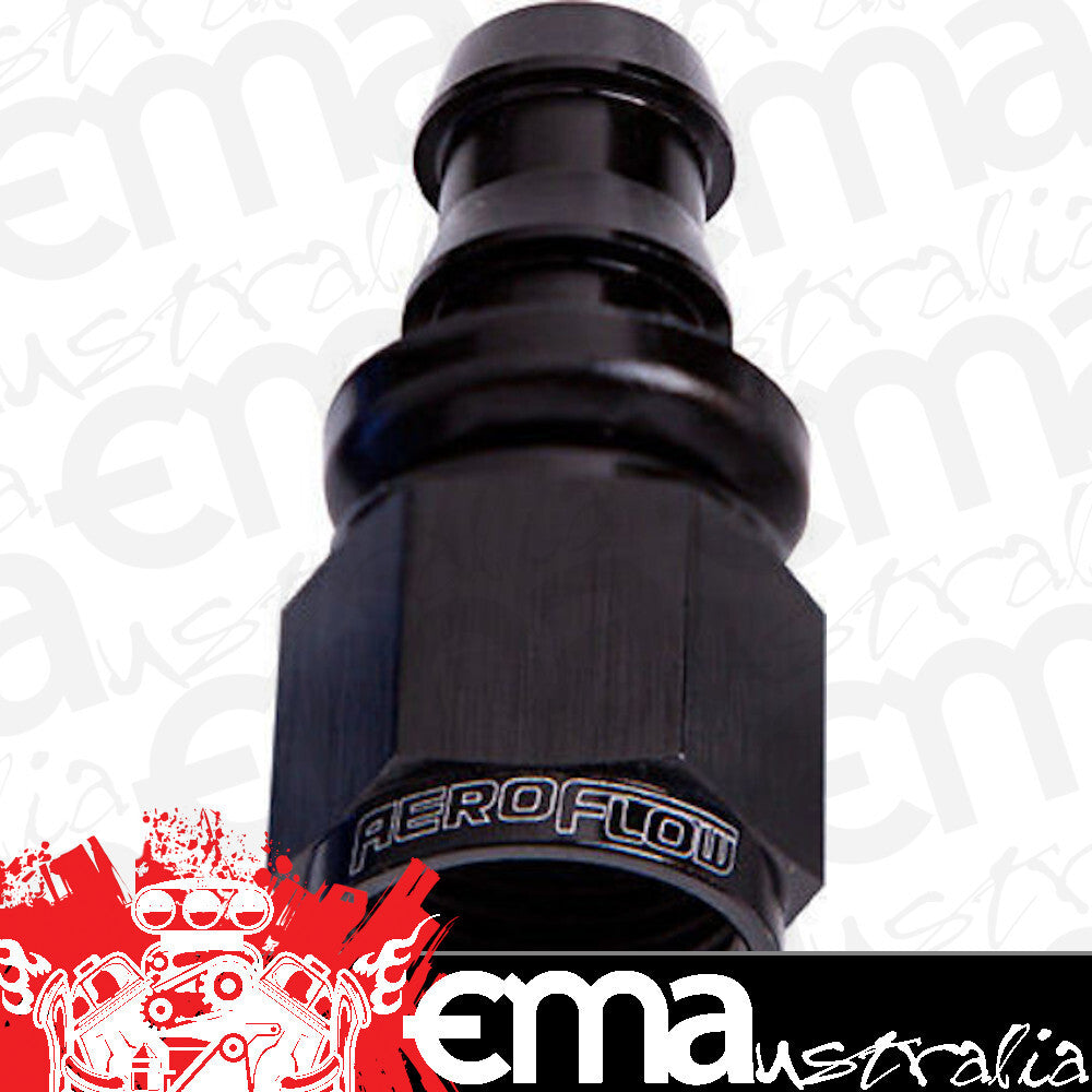 Aeroflow AF401-06BLK Straight Push Lock End -6AN Black No Clamp Required