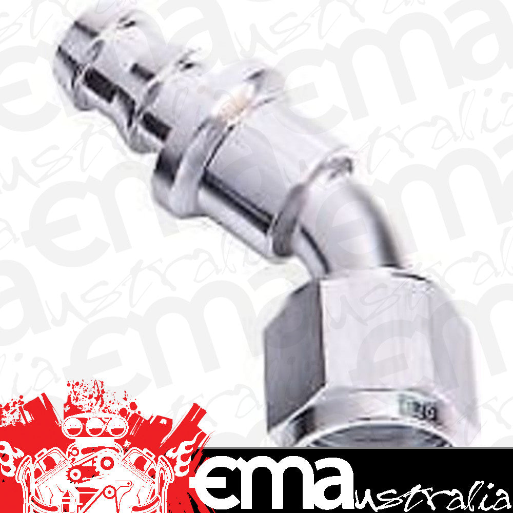 Aeroflow 400 series hose 45 Deg Push Lock End -10AN Silver No Clamp Required Aeroflow Performance Products AF402-10S