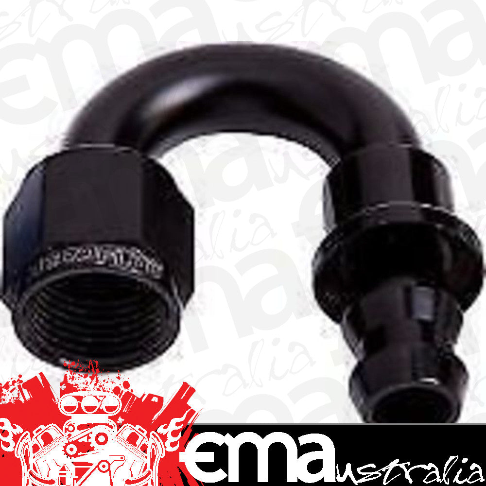 Aeroflow 400 series hose 180 Deg Push Lock End -6AN Black No Clamp Required Aeroflow Performance Products AF406-06BLK