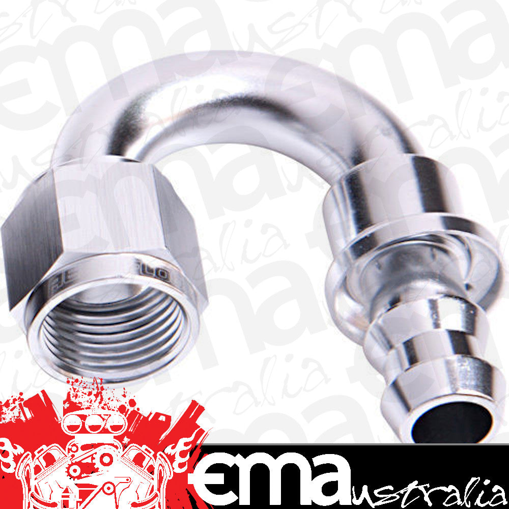 Aeroflow AF406-12S 180 Deg Push Lock End -12AN Silver No Clamp Required