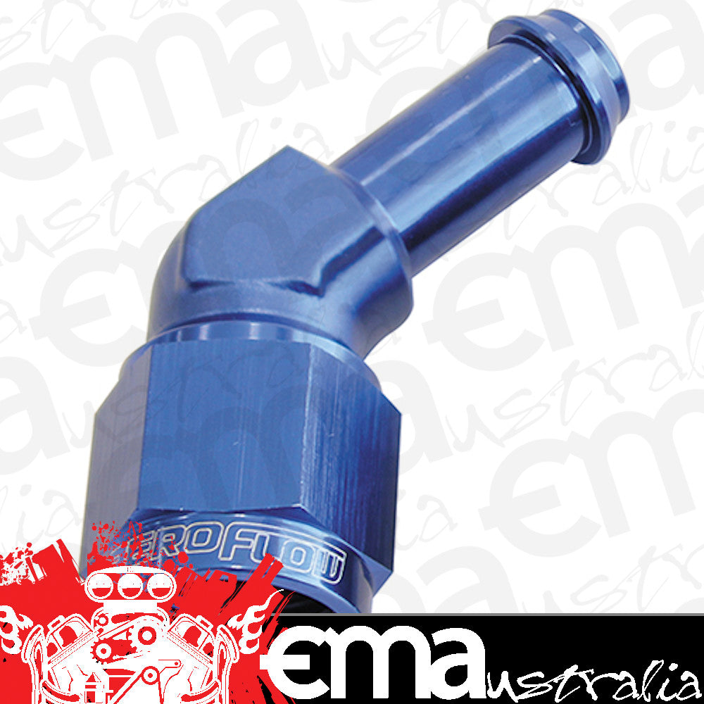 Aeroflow AF412-06 Female -6AN 45Deg to 3/8" Barb Blue Swivel Nut