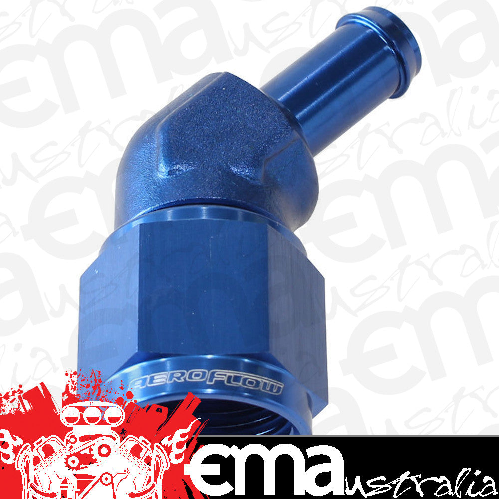 Aeroflow AF412-08-06 Female -8AN 45Deg to 3/8" Barb Blue Swivel Nut