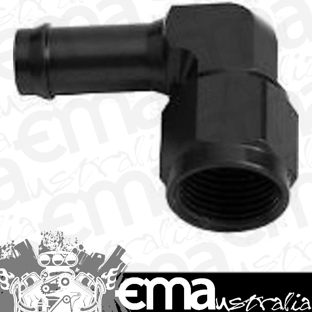 Aeroflow AF413-08BLK Female -8AN 90Deg to 1/2" Barb Black Swivel Nut