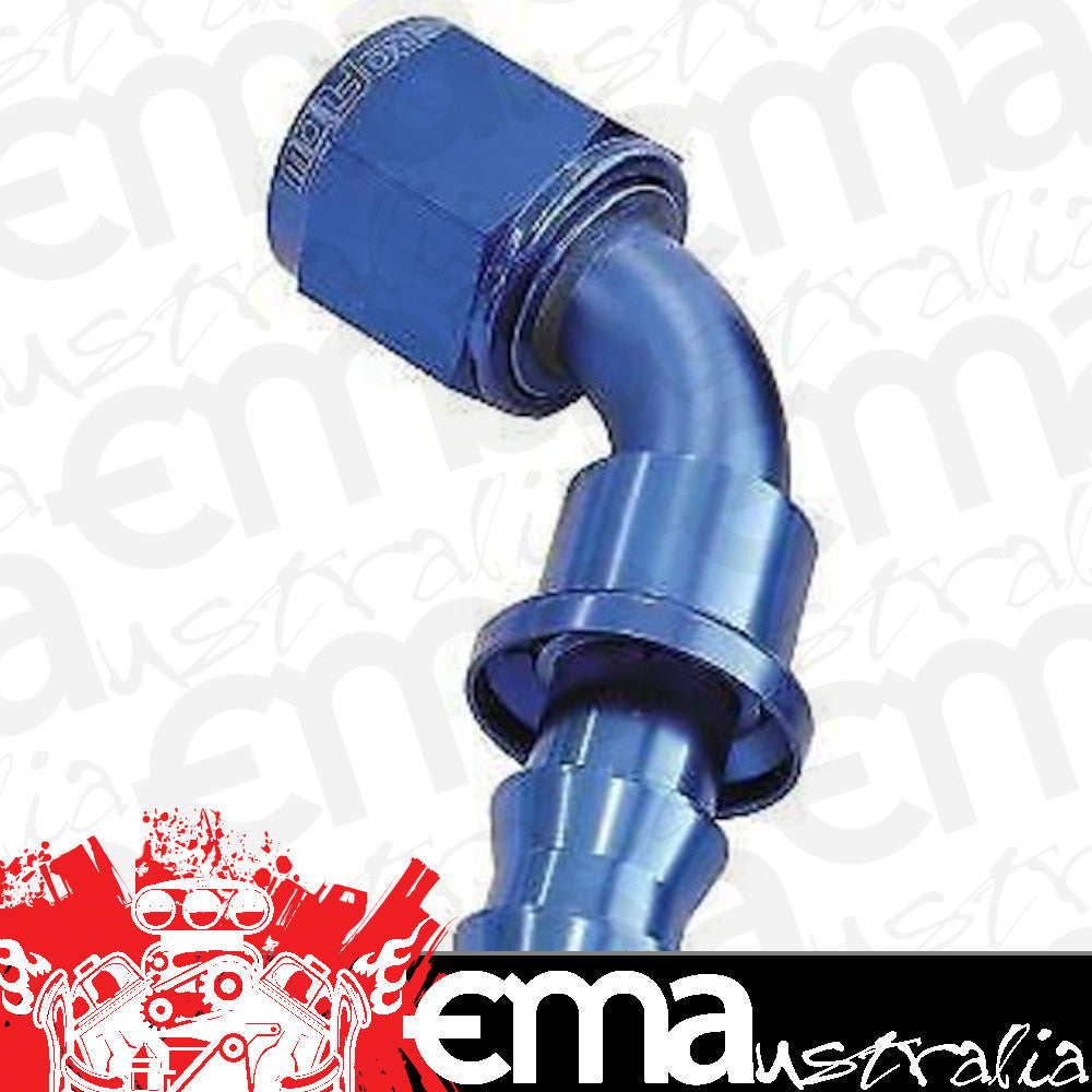 Aeroflow AF418-08 60 Deg Push Lock End -8AN Blue No Clamp Required <15Psi