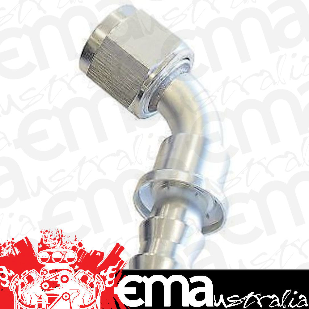 Aeroflow 400 series hose 60 Deg Push Lock End -8AN Silver No Clamp Required<15Psi Aeroflow Performance Products AF418-08S