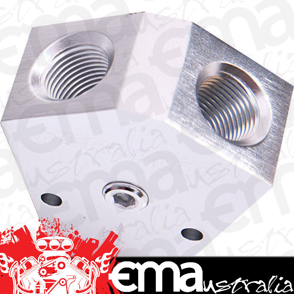 Aeroflow AF451-10S Fuel Block 1/2 - 1/2 In - Out Silver 1/8" NPT Port