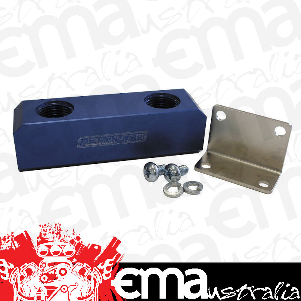Aeroflow Performance Products AF452-12 Fuel Block Log Type -12ORB Blue 2 x-12 Side 2x -12 Top