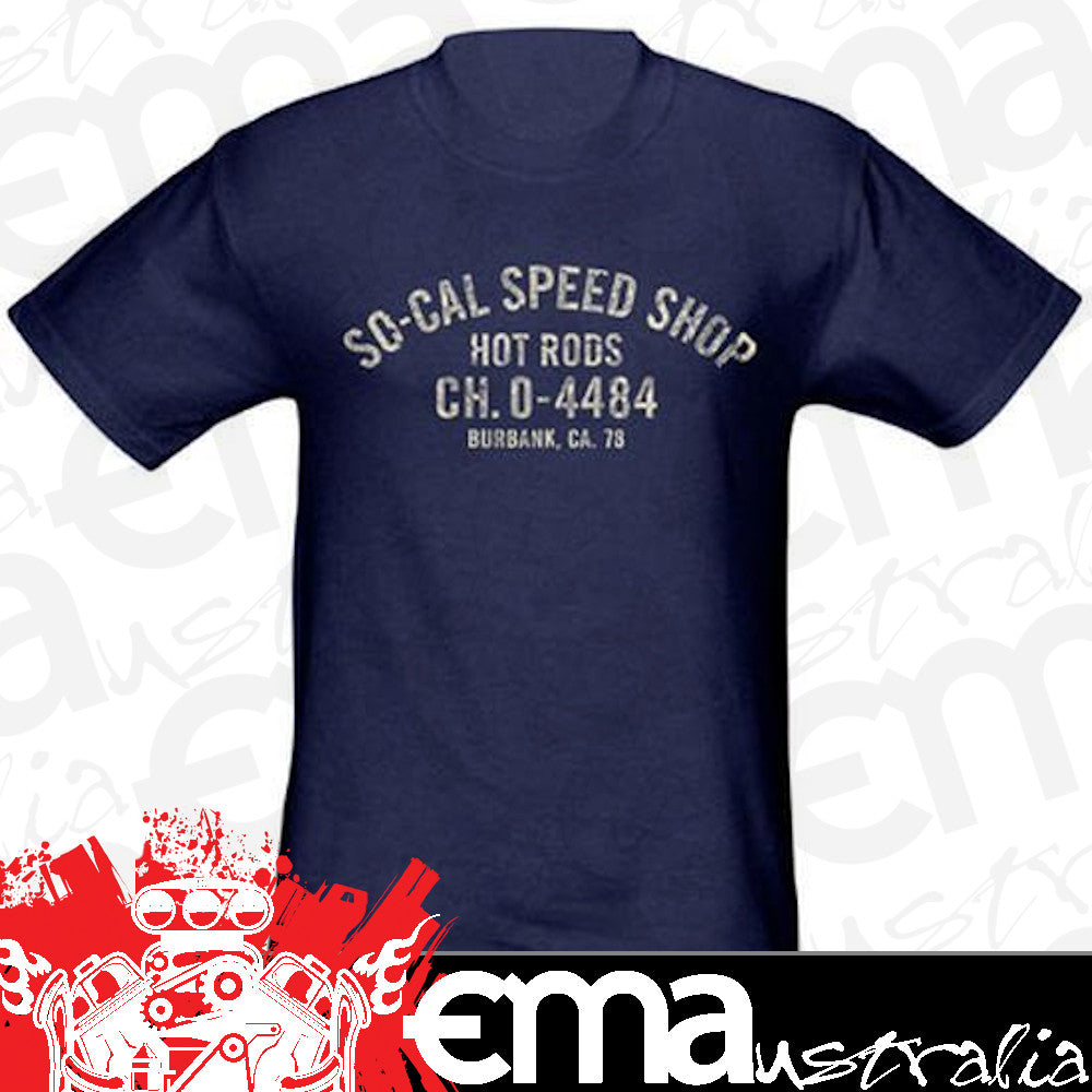 So-Cal Speed Shop SOSSM-1007TC30M Truck Door Print T-Shirt Blue Medium