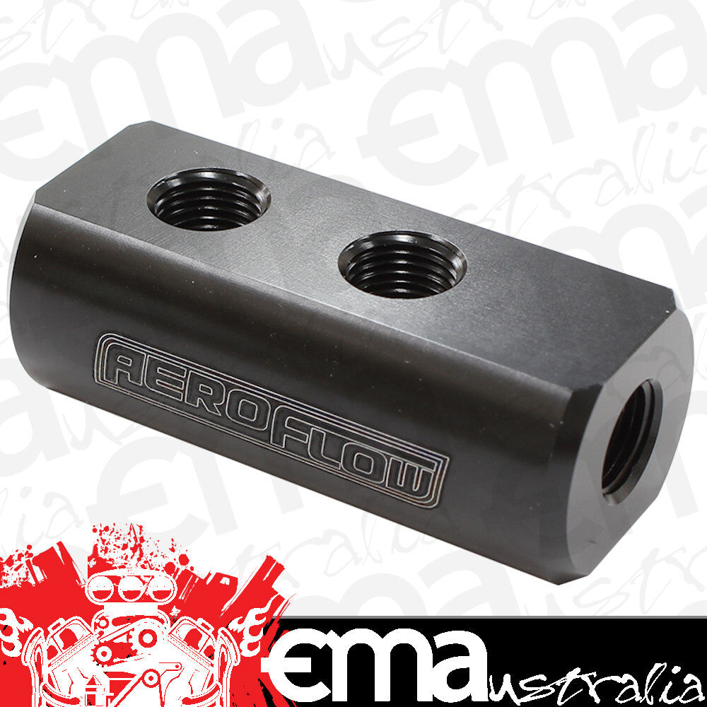 Aeroflow AF456-01-04BLK Compact Distribution Block 1 In 4 Out All Port S 1/8" NPT
